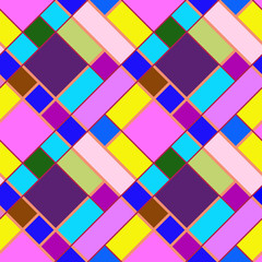 Patchwork, mosaic and geometric elements, seamless pattern.