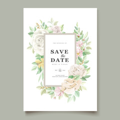 Beautiful soft floral and leaves wedding invitation card set