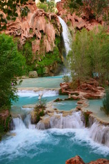 Beautiful waterfall near Havasu Falls, Havasupai Indian Reservation, Arizona, United stated