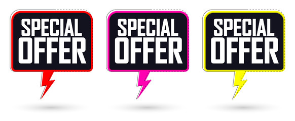 Special Offer, set sale speech bubble banners, discount tags design template, vector illustration