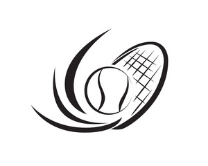 Tennis Ball and Racket Silhouette