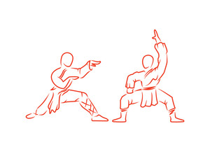 Two Kungfu Fighters Silhouette