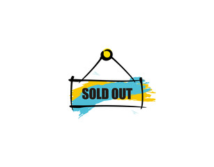 Sold Out Signboard Flat on white background in vector illustration