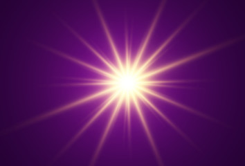 Obraz premium Bright beautiful star.Vector illustration of a light effect on a transparent background.