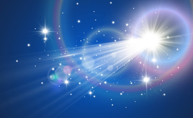 Fototapeta na wymiar Bright beautiful star.Vector illustration of a light effect on a transparent background.
