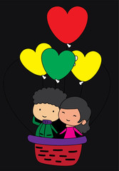 boy and girl holding balloons