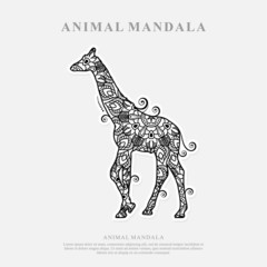 giraffe Mandala Vector Line Art Style