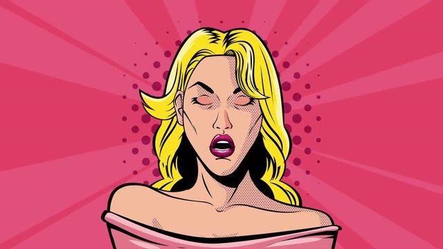 pop art style animation with sexi blond woman
