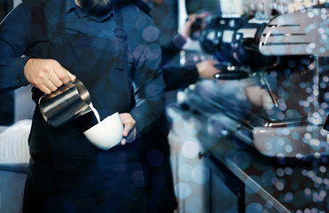 Barista making coffee