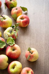 ripe apples on a  table