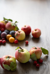 ripe apples on a  table