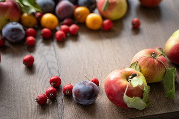 ripe apples on a  table
