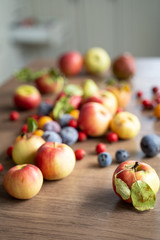 ripe apples on a  table