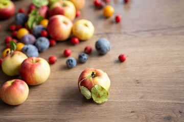 ripe apples on a  table