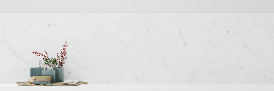 Marmor Wand mit minimalistischem Badezimmer Dekor