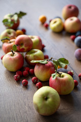ripe apples on a  table