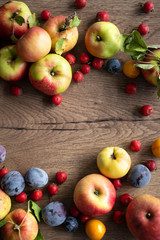 ripe apples on a  table