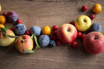 ripe apples on a  table