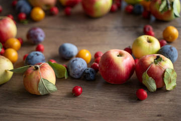 ripe apples on a  table