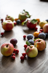 ripe apples on a  table