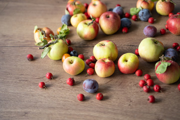 ripe apples on a  table