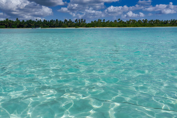 Caribbean sea. Tropical, exotic water landscape with yachts on horizon. Topical paradise.  Ocean...
