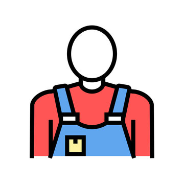 Mover Service Worker Color Icon Vector. Mover Service Worker Sign. Isolated Symbol Illustration