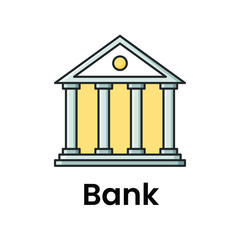 depository architecture building, flat icon of bank 