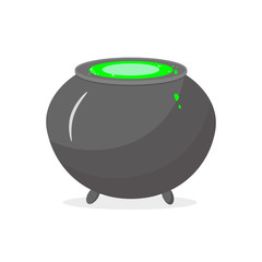 Halloween witchs magic cauldron.Concept cartoon witches cauldron for halloween of magic, witchcraft, boiling potions. Vector cartoon illustration. 