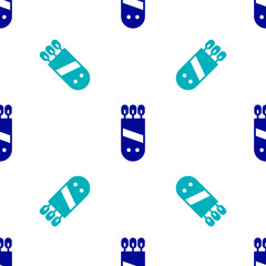 Blue Quiver with arrows icon isolated seamless pattern on white background. Vector.