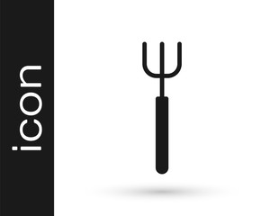 Black Garden pitchfork icon isolated on white background. Garden fork sign. Tool for horticulture, agriculture, farming. Vector.