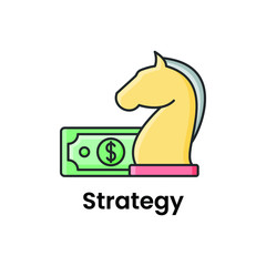 Financial tactical policy, flat icon of business strategy 
