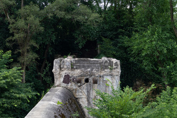Fototapeta na wymiar Ruins of the Old Dam at Dellwood Park in Lockport Illinois during the Summer