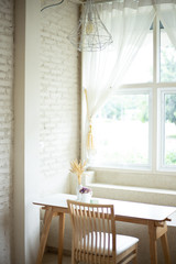 Beautiful vase of flowers in a cafe