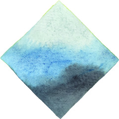 Abstract blue and grey square watercolor hand painting banner for decoration.