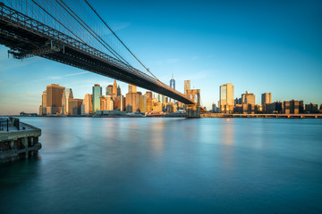 Manhattan skyline with Brooklyn Bridge, New York City, USA