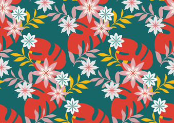 Fototapeta na wymiar Pastel Flower Print Images background. Spring or summer floral pattern in vintage style. green leaves on pastel pink rose background. Beautiful botanical print.