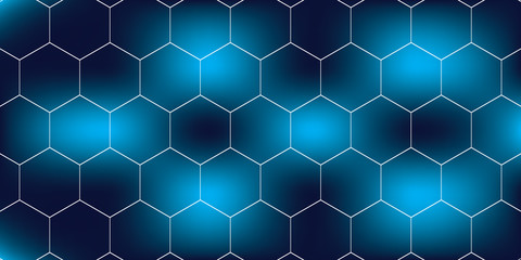 blue hexagon seamless pattern technology background