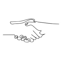 Continuous line drawing shaking hand agreement