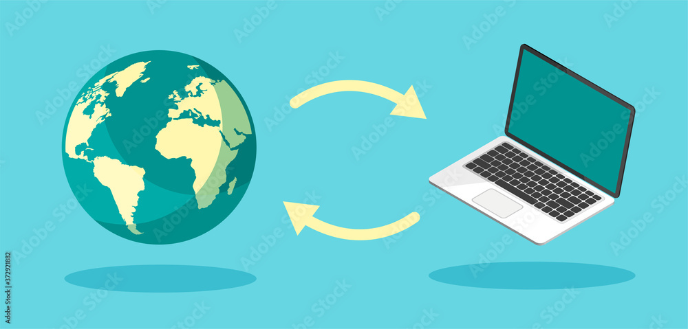 Poster download process. uploading files to internet or computer. file transfer concept.
