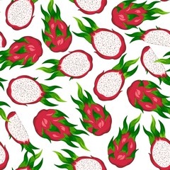 Seamless vector pattern of dragon fruit