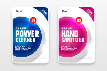 laundry detergent and hand sanitizer labels set - obrazy, fototapety, plakaty