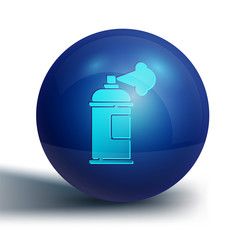 Blue Paint spray can icon isolated on white background. Blue circle button. Vector.