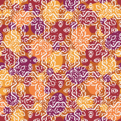 Decorative abstract ornamental seamless vector pattern in bright colors. Summertime surface print design for fabrics, stationery, wrapping paper, backgrounds, scrapbooking, and packaging.