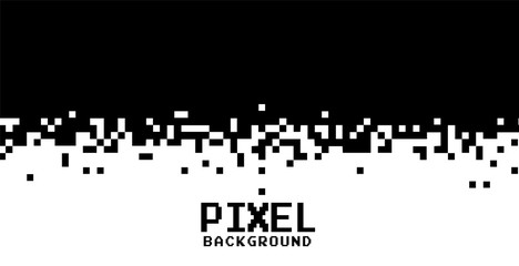 black and white pixels background in flat style