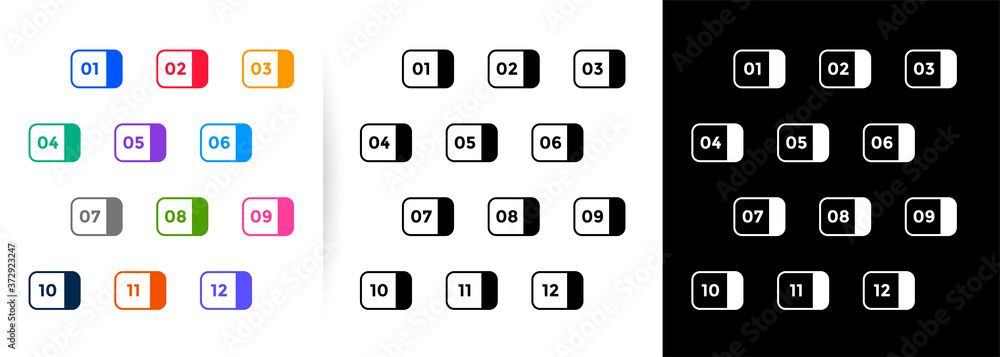 Wall mural modern style numbered bullet points from one to twelve