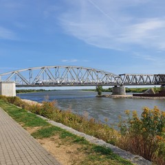 Fototapeta premium Railway bridge over Vistula river in Tczew, Poland