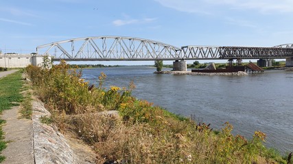 Fototapeta premium Railway bridge over Vistula river in Tczew, Poland