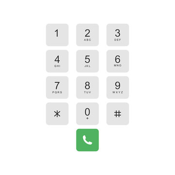 Smartphone keyboard. Numeric keypad for phone calls. Vector illustration
