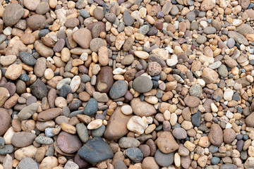 .Pebble of various colors, both small and large.